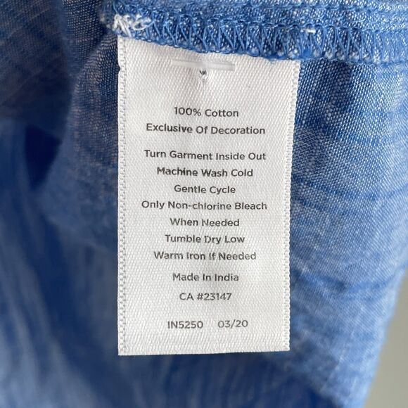 Talbots Tunic Embroidered Blouse Women's 2Xp Blue Cut Outs Tassels Boho India - Picture 9 of 15